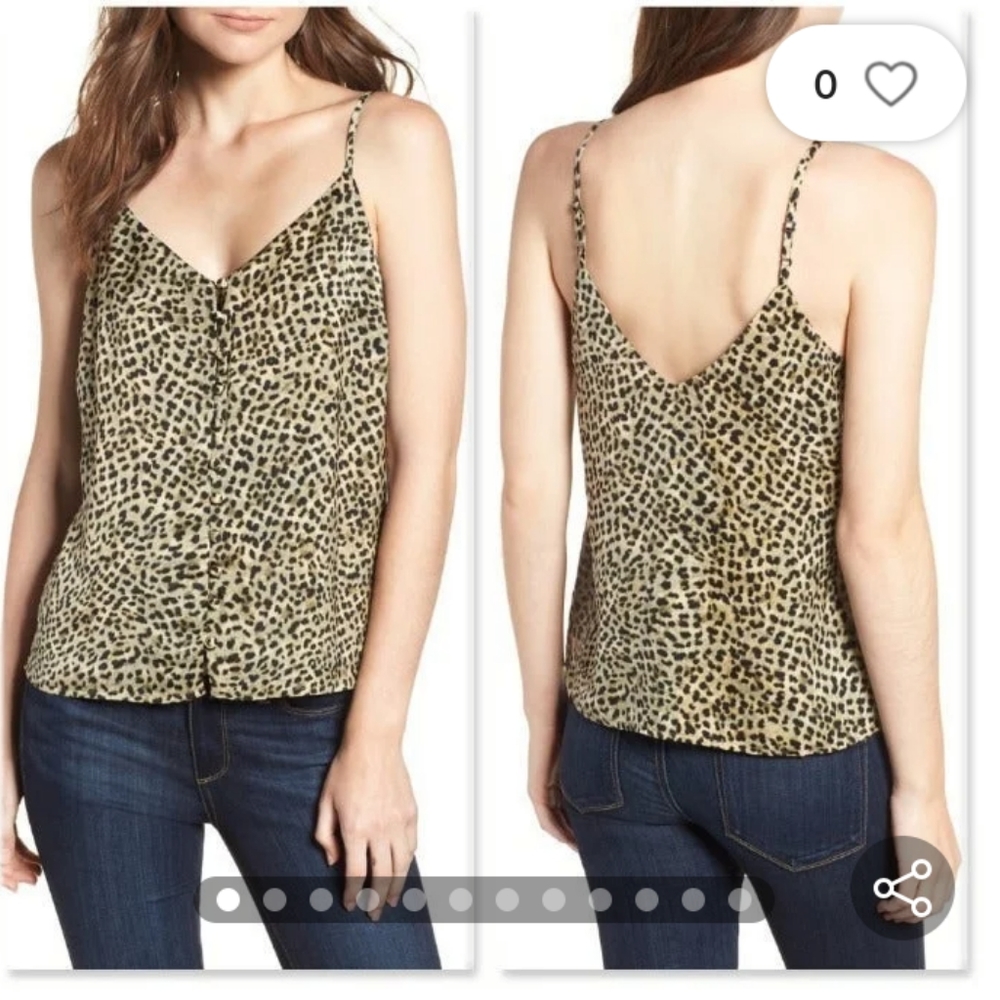 Cupcakes and Cashmere Spaghetti Strap Leopard Print Button Up Top